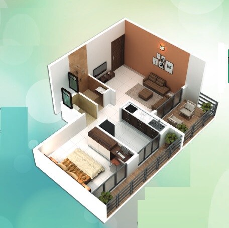 Floor plan of 1 BHK 394 Sq. Ft. Apartment in Dream Park Khopoli, Navi Mumbai