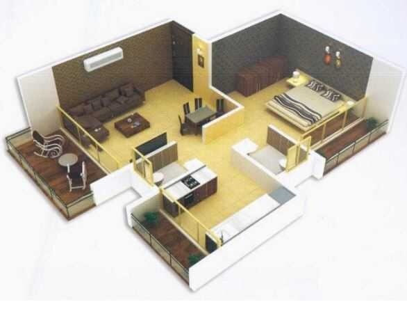 Floor plan of 1 BHK 715 Sq. Ft. Apartment in Dream Sky, Navi Mumbai