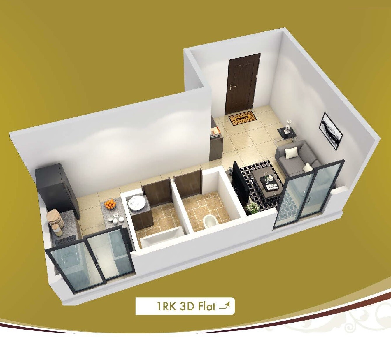 Floor plan of 262 Sq. Ft. Studio in Dreams Park Neral, Navi Mumbai