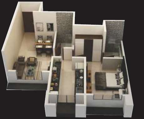 1 BHK 366 Sq. Ft. Apartment in Dwarika Valley