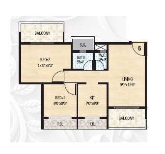 Floor plan of 1 BHK 292 Sq. Ft. Apartment in Dweepmala Baline Royale, Navi Mumbai