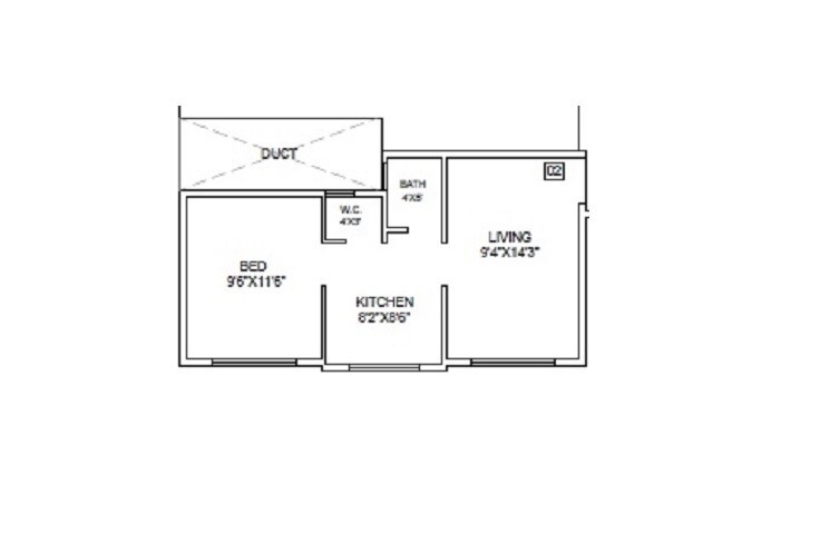 Floor plan of 1 BHK 297 Sq. Ft. Apartment in Eakadanta Sankul Phase II, Navi Mumbai