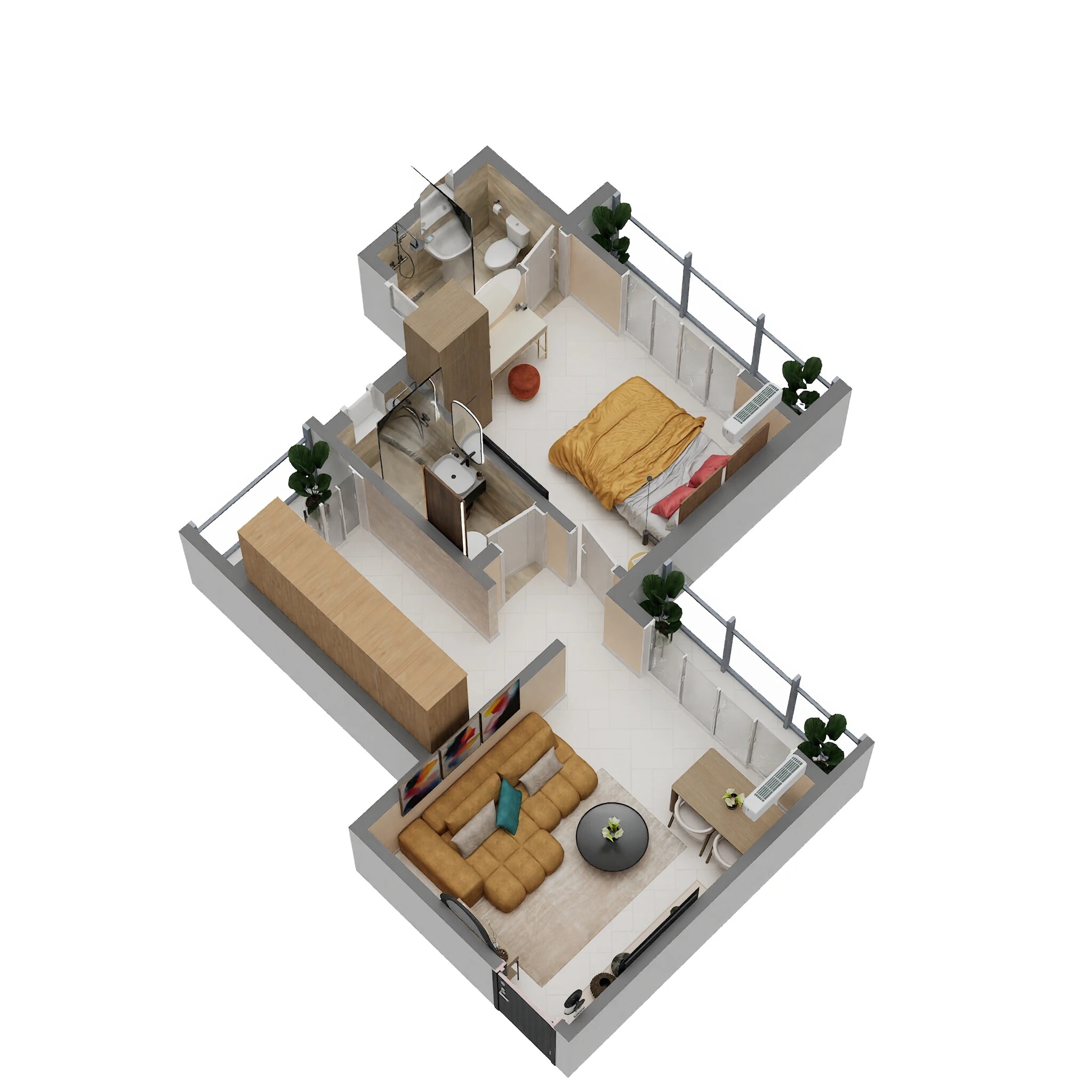 Floor plan of 1 BHK 485 Sq. Ft. Apartment in Ellora Emerald, Navi Mumbai