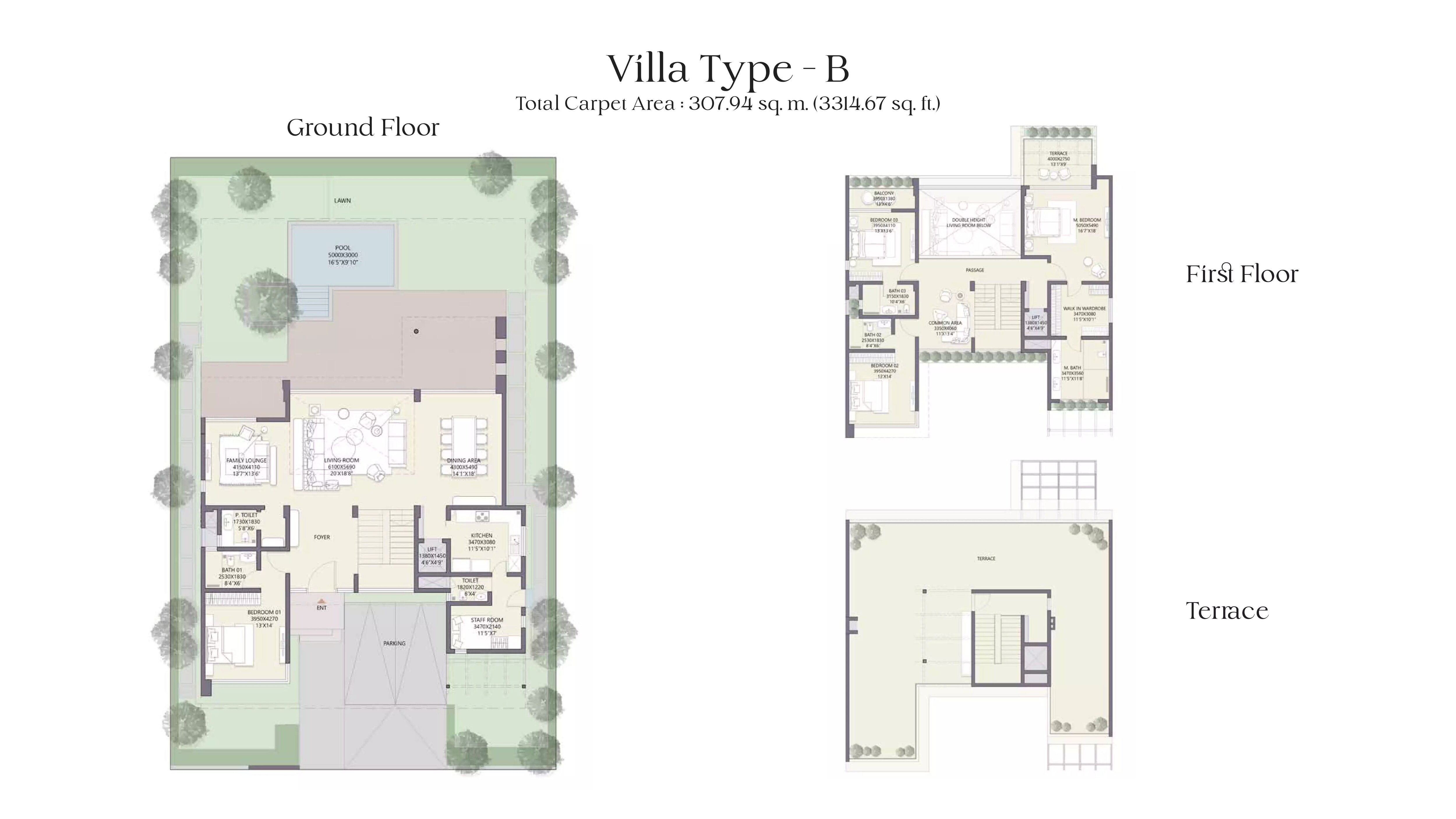 Floor plan of 4 BHK 3315 Sq. Ft. Villa in Emaar Casa Venero, Navi Mumbai