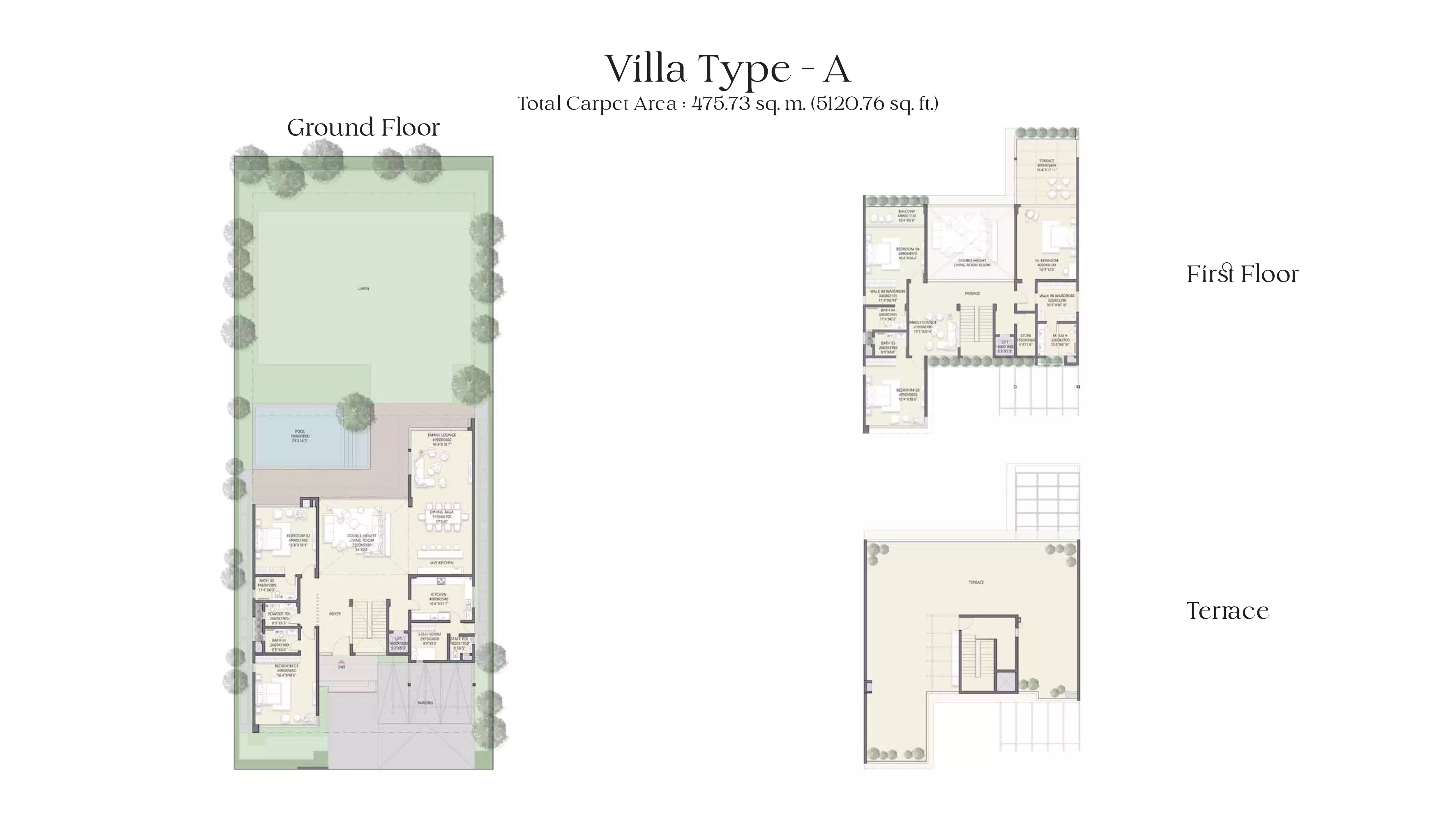 Floor plan of 5 BHK 5121 Sq. Ft. Villa in Emaar Casa Venero, Navi Mumbai