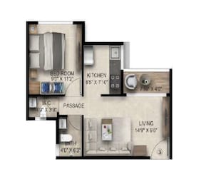1 BHK 333 Sq. Ft. Apartment in Emkayen Balaji Pride
