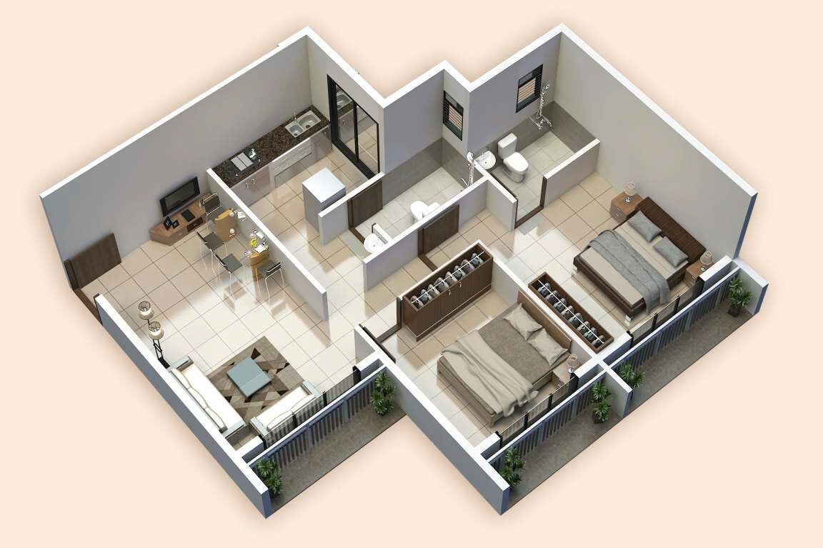 Floor plan of 2 BHK 556 Sq. Ft. Apartment in Envision Sarangi, Navi Mumbai