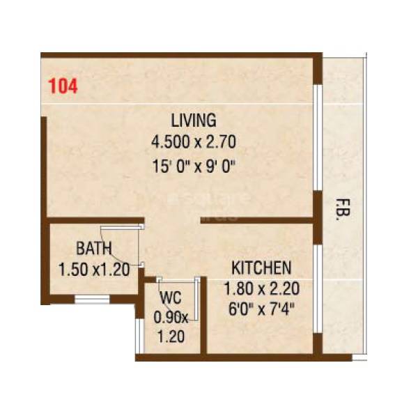 Floor plan of 194 Sq. Ft. Studio in Envision Swara, Navi Mumbai