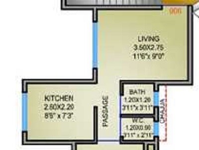 Floor plan of 194 Sq. Ft. Studio in Eternia Space, Navi Mumbai