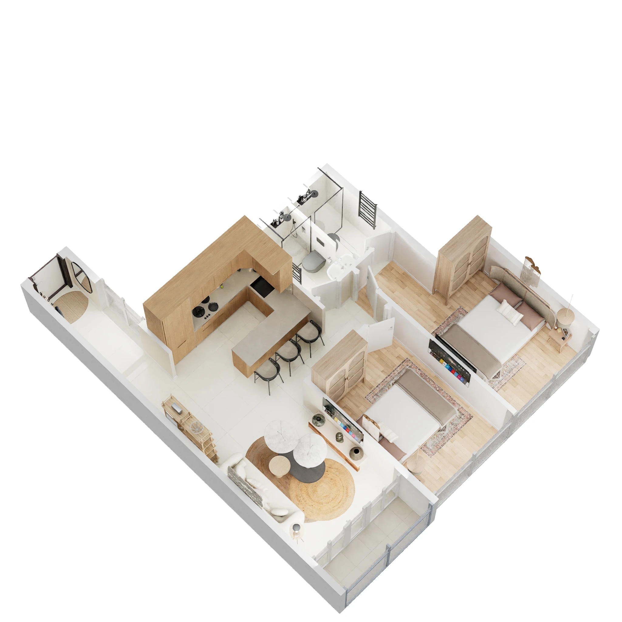 2 BHK 607 Sq. Ft. Apartment