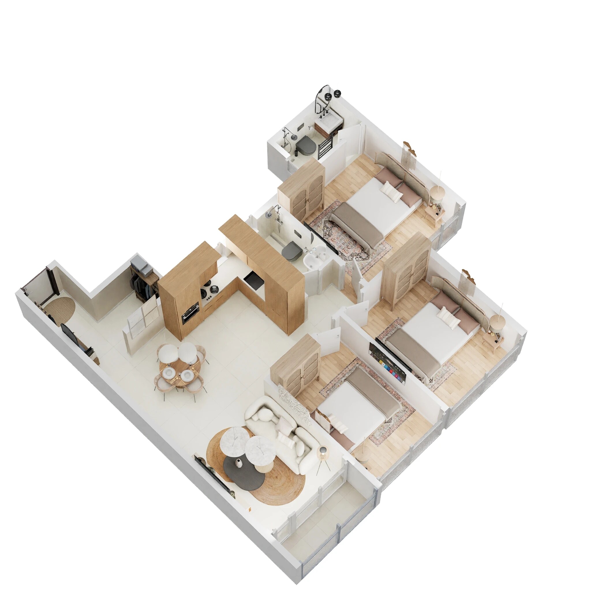 Floor plan of 3 BHK 756 Sq. Ft. Apartment in EV 10 Marina Bay, Navi Mumbai