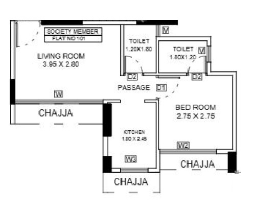 1 BHK 320 Sq. Ft. Apartment in EV 23 Malibu West