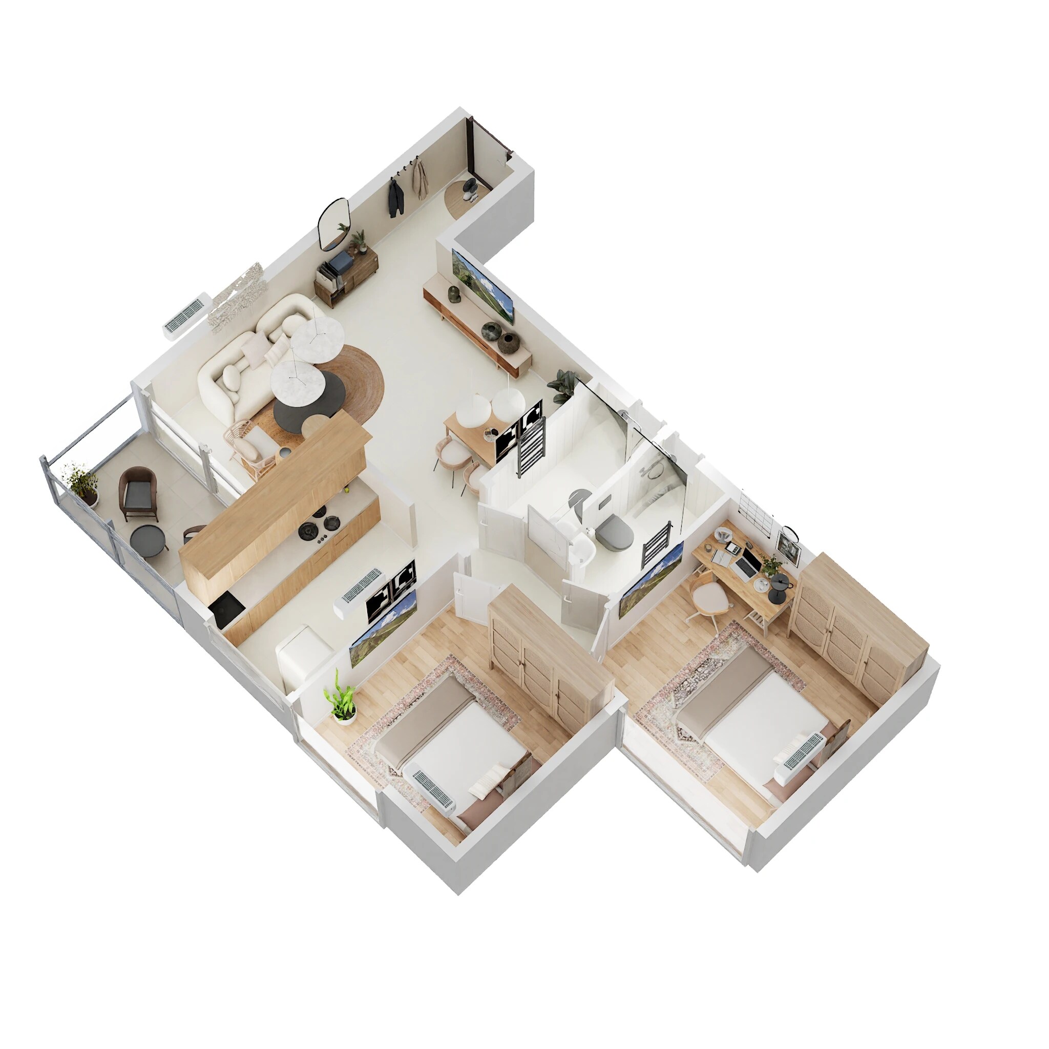 Floor plan of 2 BHK 674 Sq. Ft. Apartment in EV 23 Malibu West, Navi Mumbai