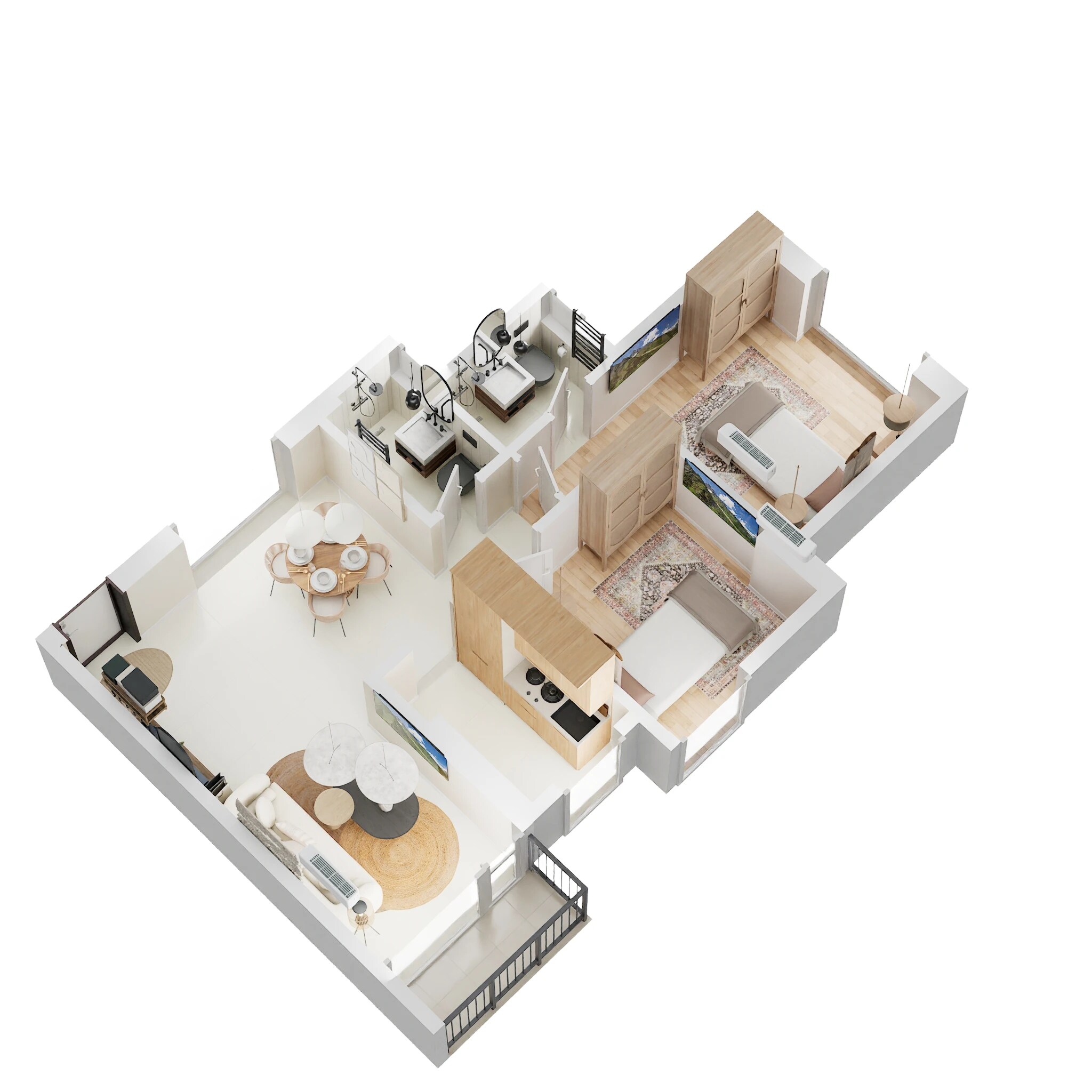 Floor plan of 2 BHK 694 Sq. Ft. Apartment in EV 23 Malibu West, Navi Mumbai