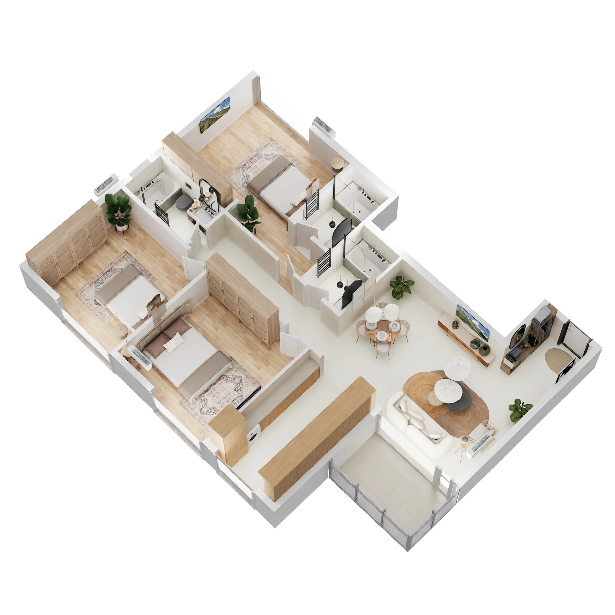 Floor plan of 3 BHK 900 Sq. Ft. Apartment in EV 23 Malibu West, Navi Mumbai