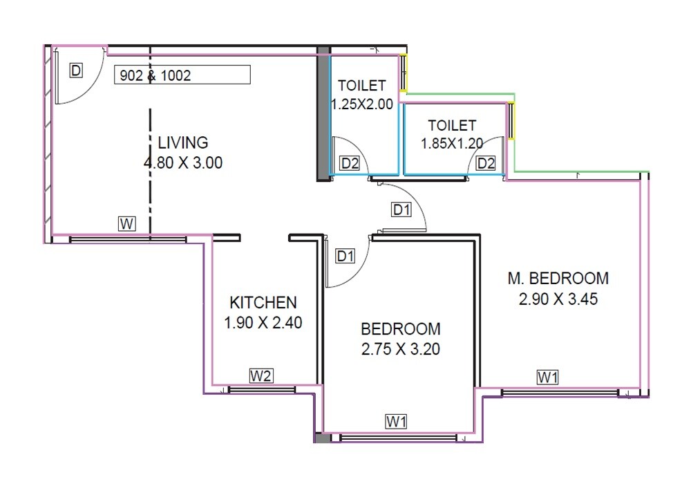 2 BHK 652 Sq. Ft. Apartment