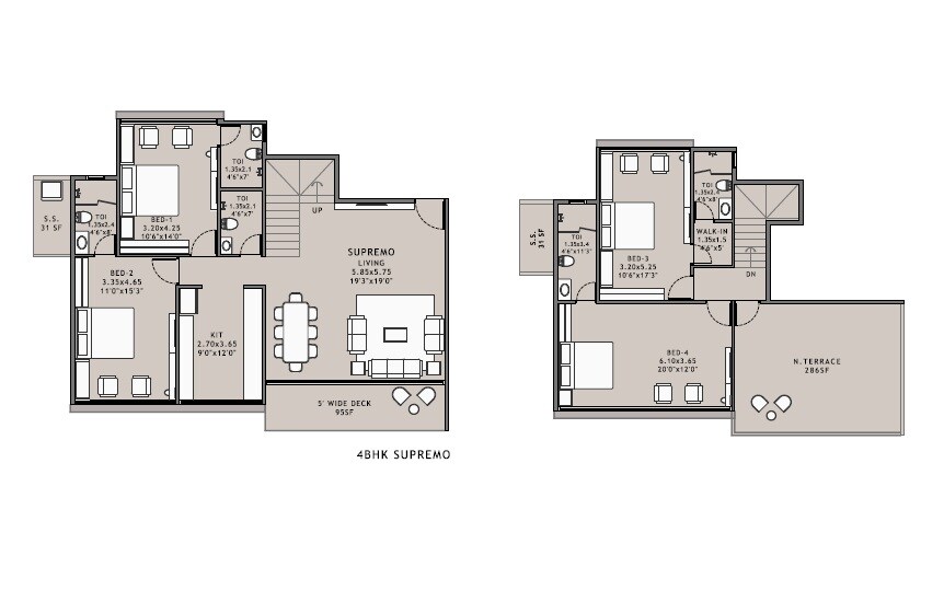 Floor plan of 4 BHK 1547 Sq. Ft. Apartment in Experio Platinum Elysium, Navi Mumbai