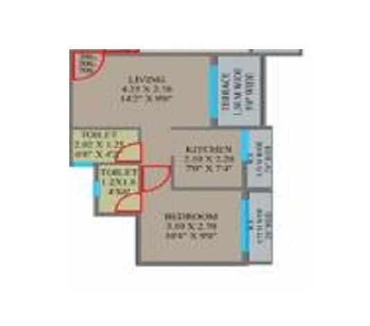 Floor plan of 1 BHK 344 Sq. Ft. Apartment in Fannan Town Centre, Navi Mumbai