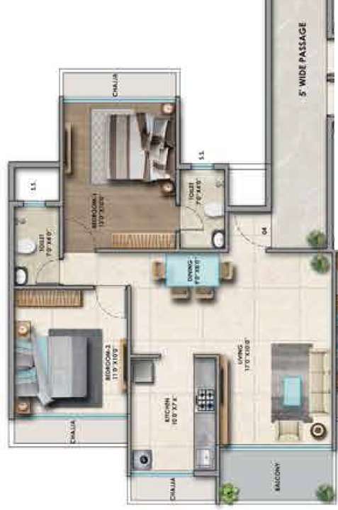 2 BHK 620 Sq. Ft. Apartment in Fornax Bhoomi Icon