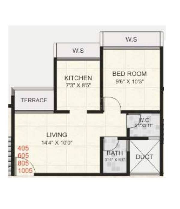 Floor plan of 1 BHK 438 Sq. Ft. Apartment in Future Heights, Navi Mumbai
