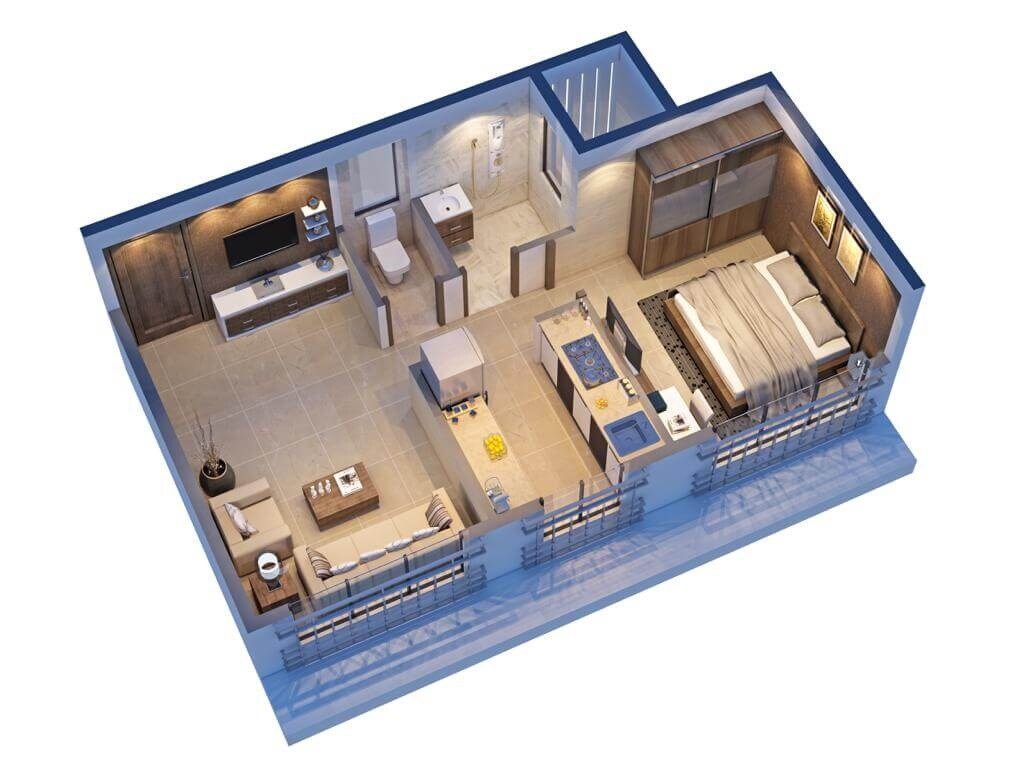 Floor plan of 1 BHK 430 Sq. Ft. Apartment in Future Landmark, Navi Mumbai