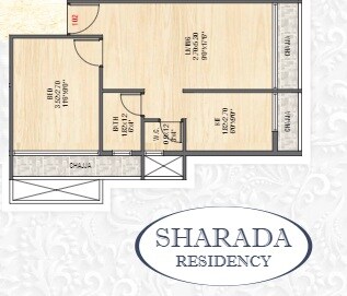 Floor plan of 1 BHK 136 Sq. Ft. Apartment in G R K Sharada Residency, Navi Mumbai