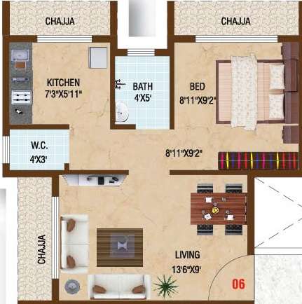 1 BHK 280 Sq. Ft. Apartment in Gaj Sharan