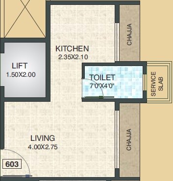 Floor plan of 115 Sq. Ft. Studio in Gajora The Palm Oak, Navi Mumbai