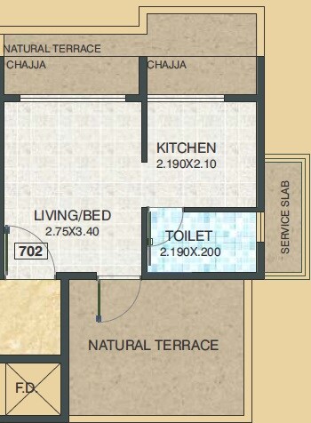Floor plan of 178 Sq. Ft. Studio in Gajora The Palm Oak, Navi Mumbai