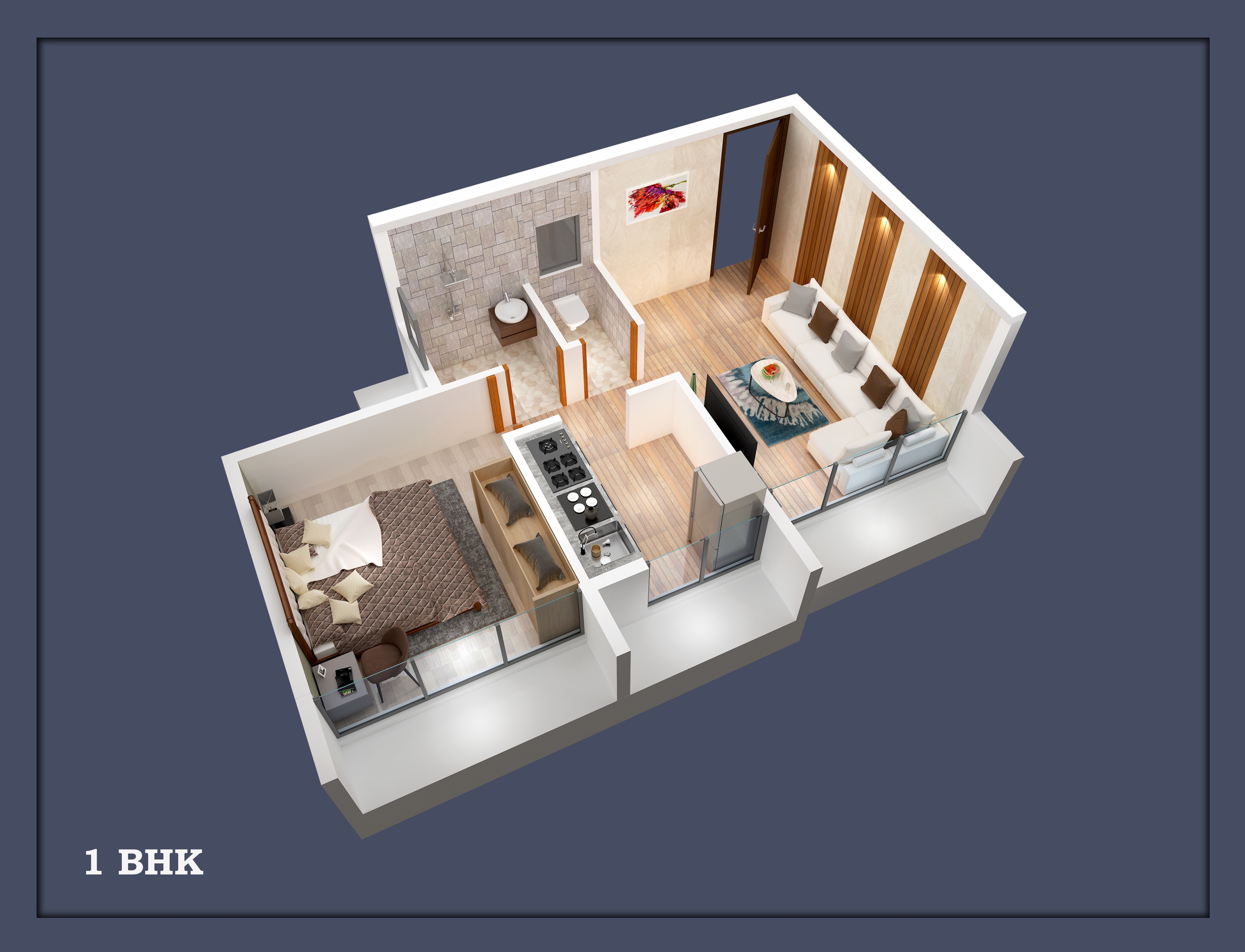 Floor plan of 1 BHK 321 Sq. Ft. Apartment in Galaxy 7, Navi Mumbai