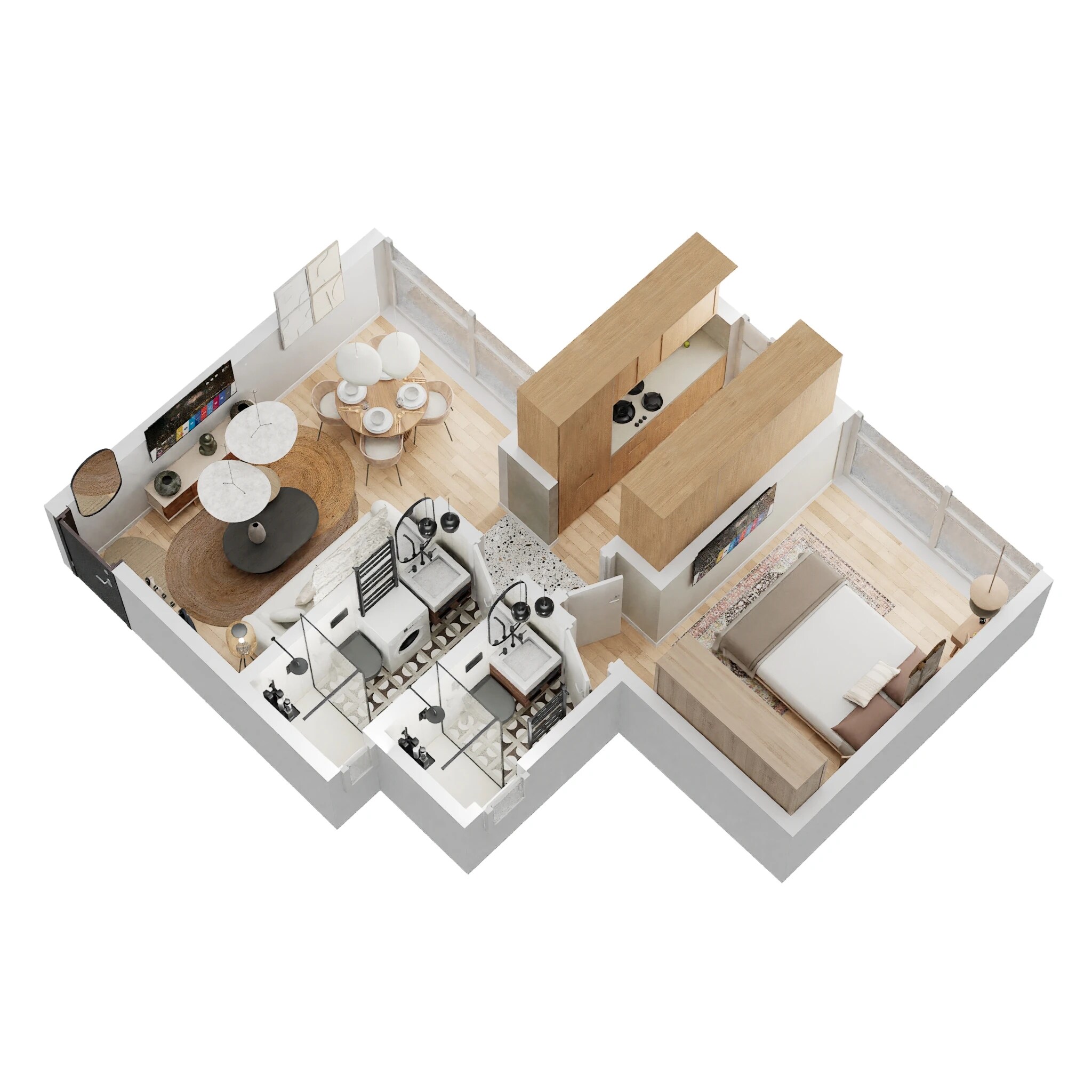 Floor plan of 1 BHK 421 Sq. Ft. Apartment in Galaxy Maplewoods, Navi Mumbai