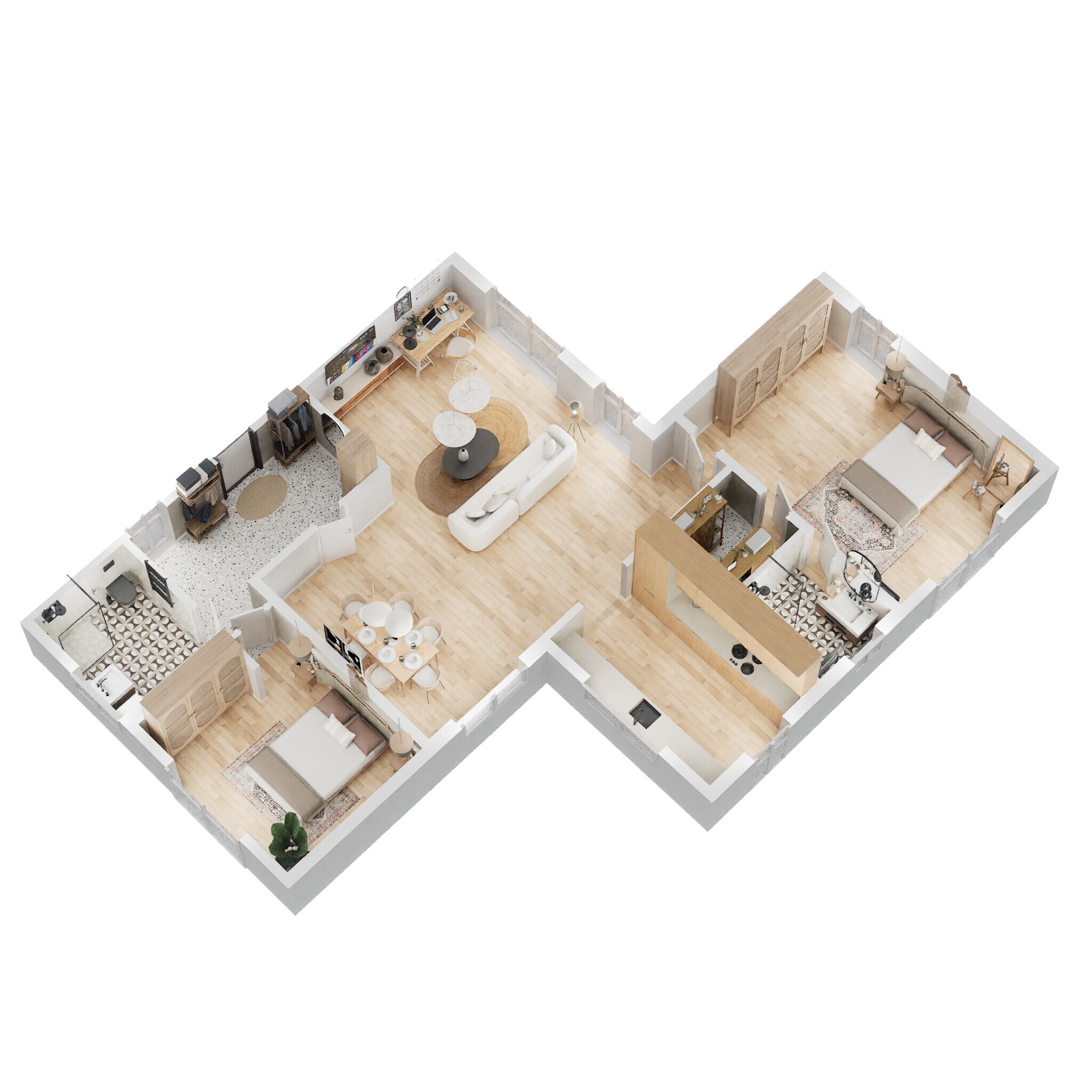 Floor plan of 2 BHK 643 Sq. Ft. Apartment in Galaxy Maplewoods, Navi Mumbai