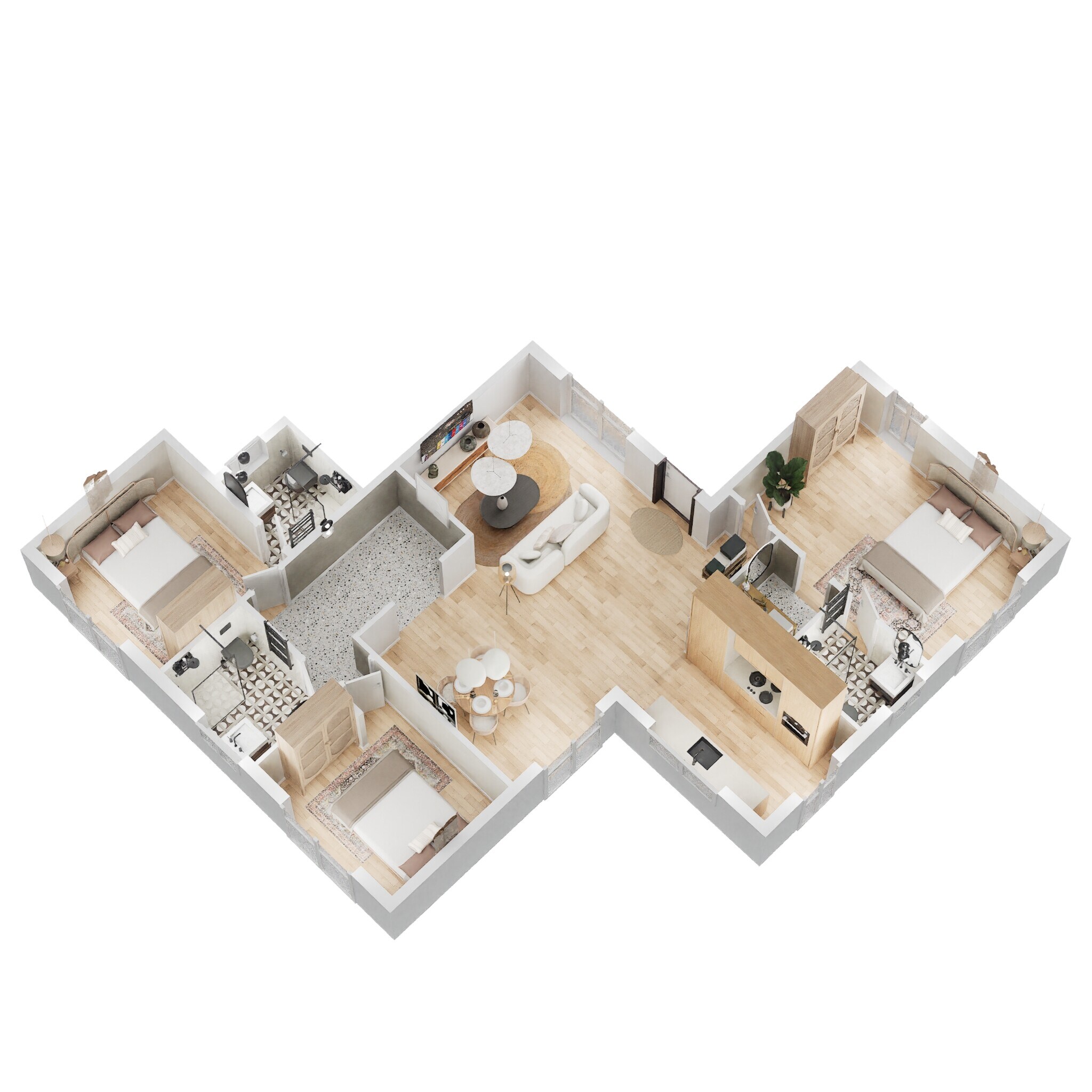 Floor plan of 3 BHK 820 Sq. Ft. Apartment in Galaxy Maplewoods, Navi Mumbai