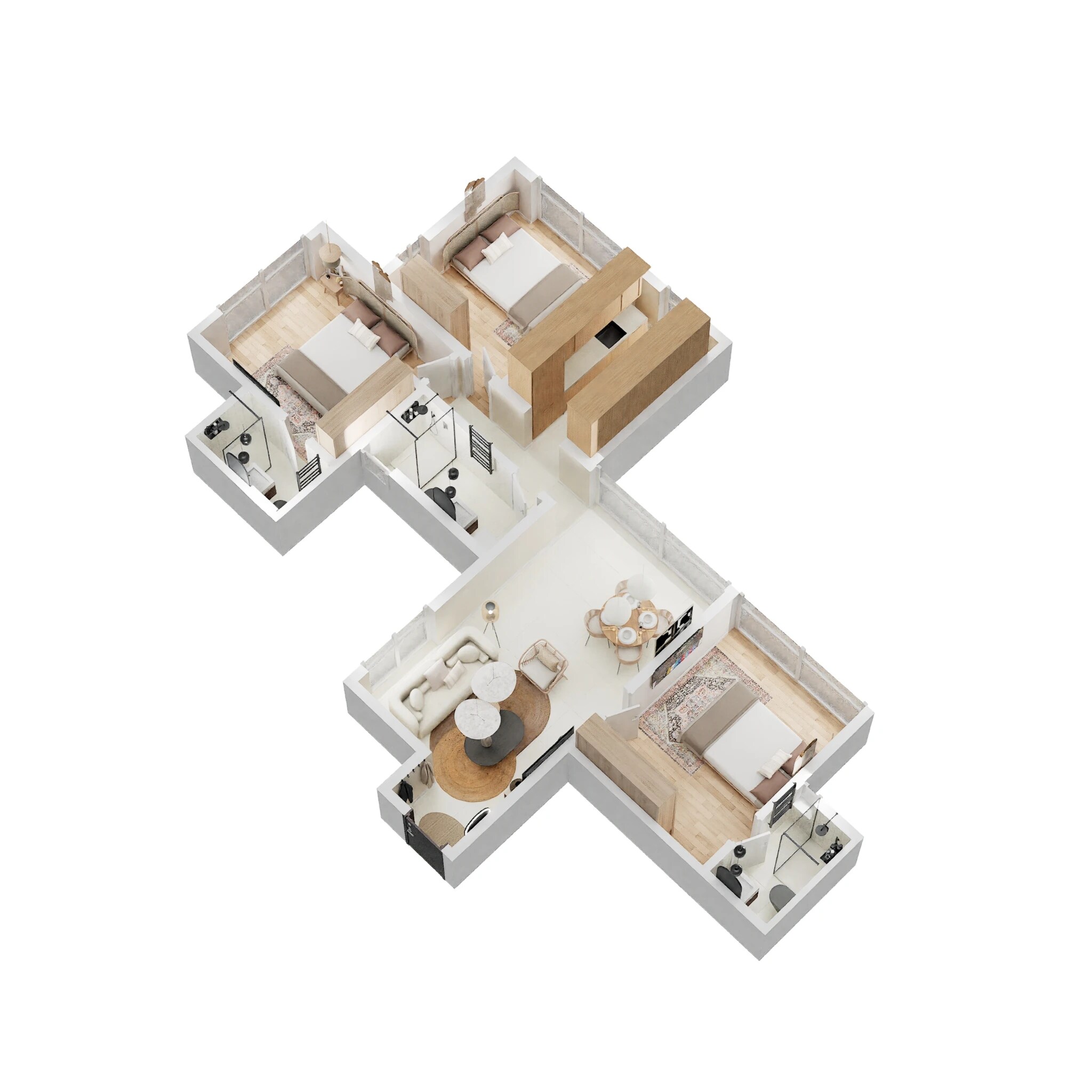 Floor plan of 3 BHK 840 Sq. Ft. Apartment in Galaxy Maplewoods, Navi Mumbai