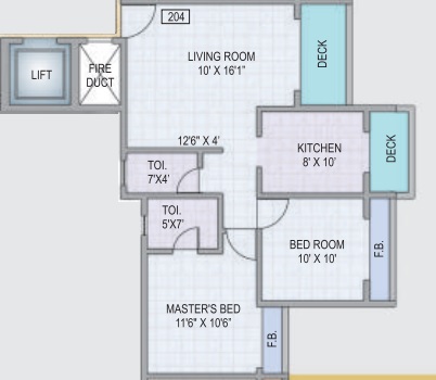 2 BHK 1130 Sq. Ft. Apartment in Galaxy Nebula