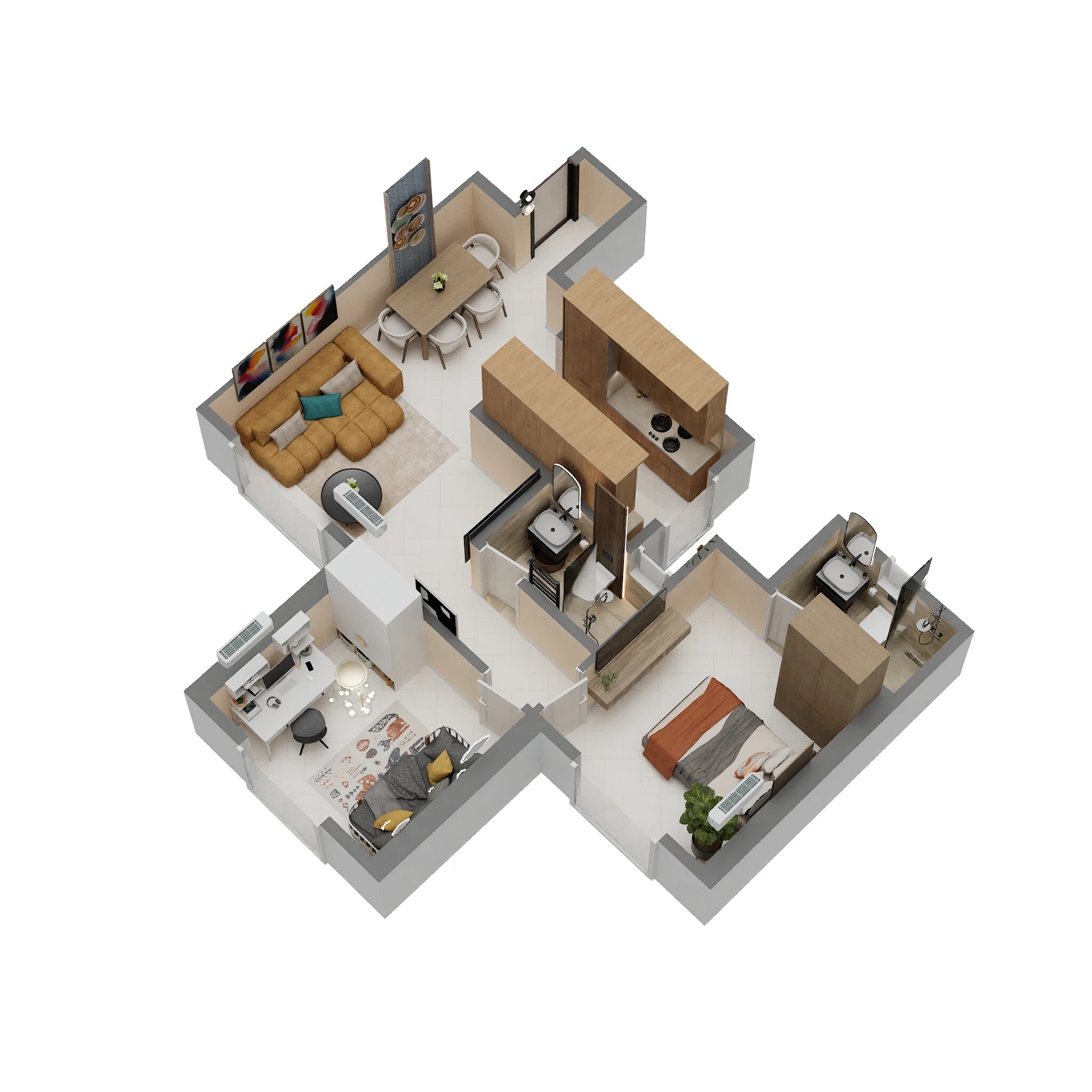 Floor plan of 2 BHK 553 Sq. Ft. Apartment in Gami Avant, Navi Mumbai
