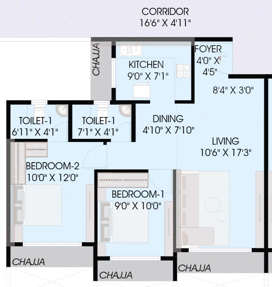 2 BHK 635 Sq. Ft. Apartment in Gami Avant