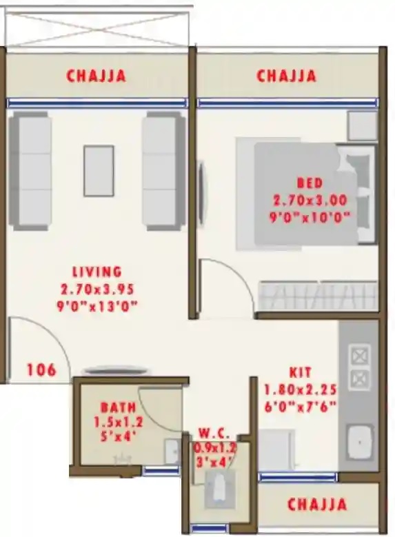 1 BHK 268 Sq. Ft. Apartment in Gami Elenza