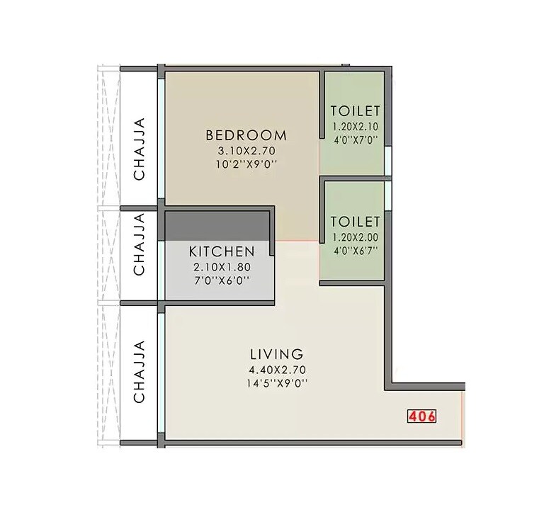 Floor plan of 367 Sq. Ft. Retail Shop in Gami Erica, Navi Mumbai