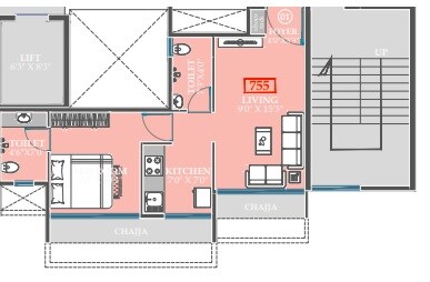 1 BHK 389 Sq. Ft. Apartment