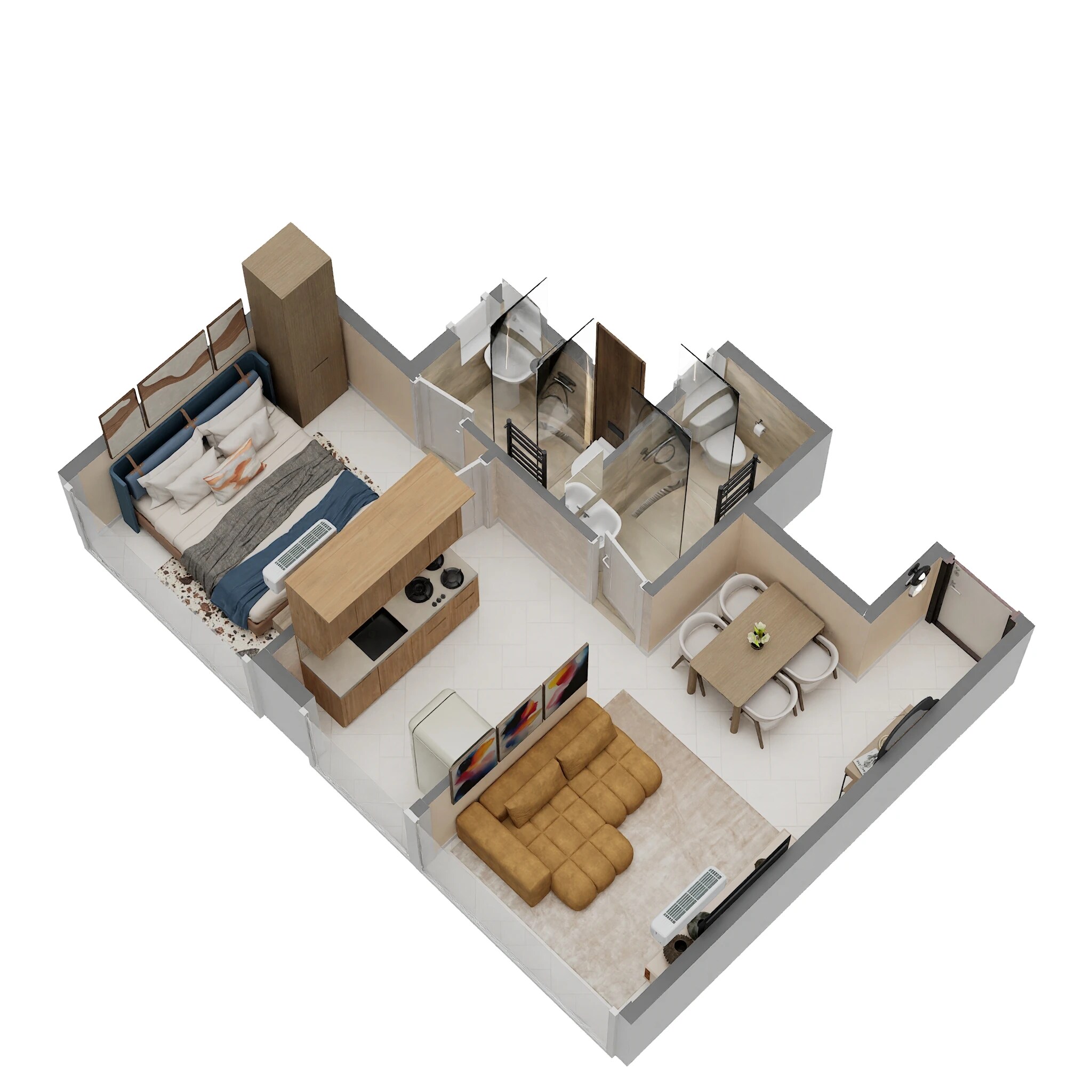 Floor plan of 1 BHK 373 Sq. Ft. Apartment in Gami Nirvana, Navi Mumbai