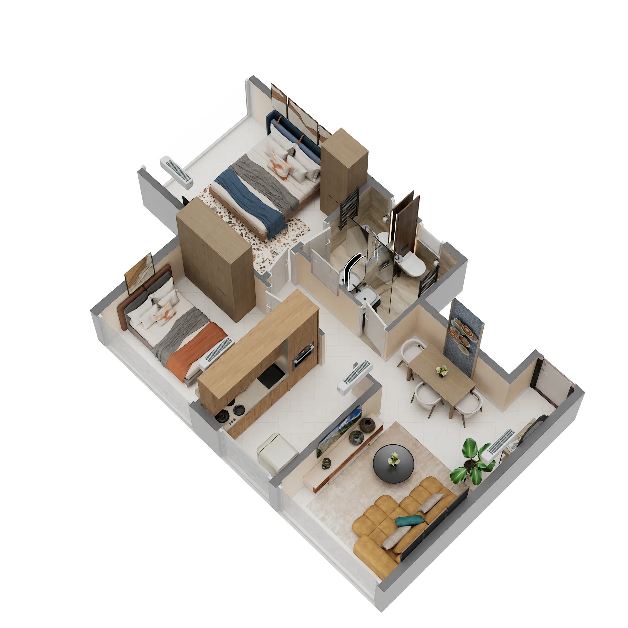 Floor plan of 2 BHK 522 Sq. Ft. Apartment in Gami Nirvana, Navi Mumbai