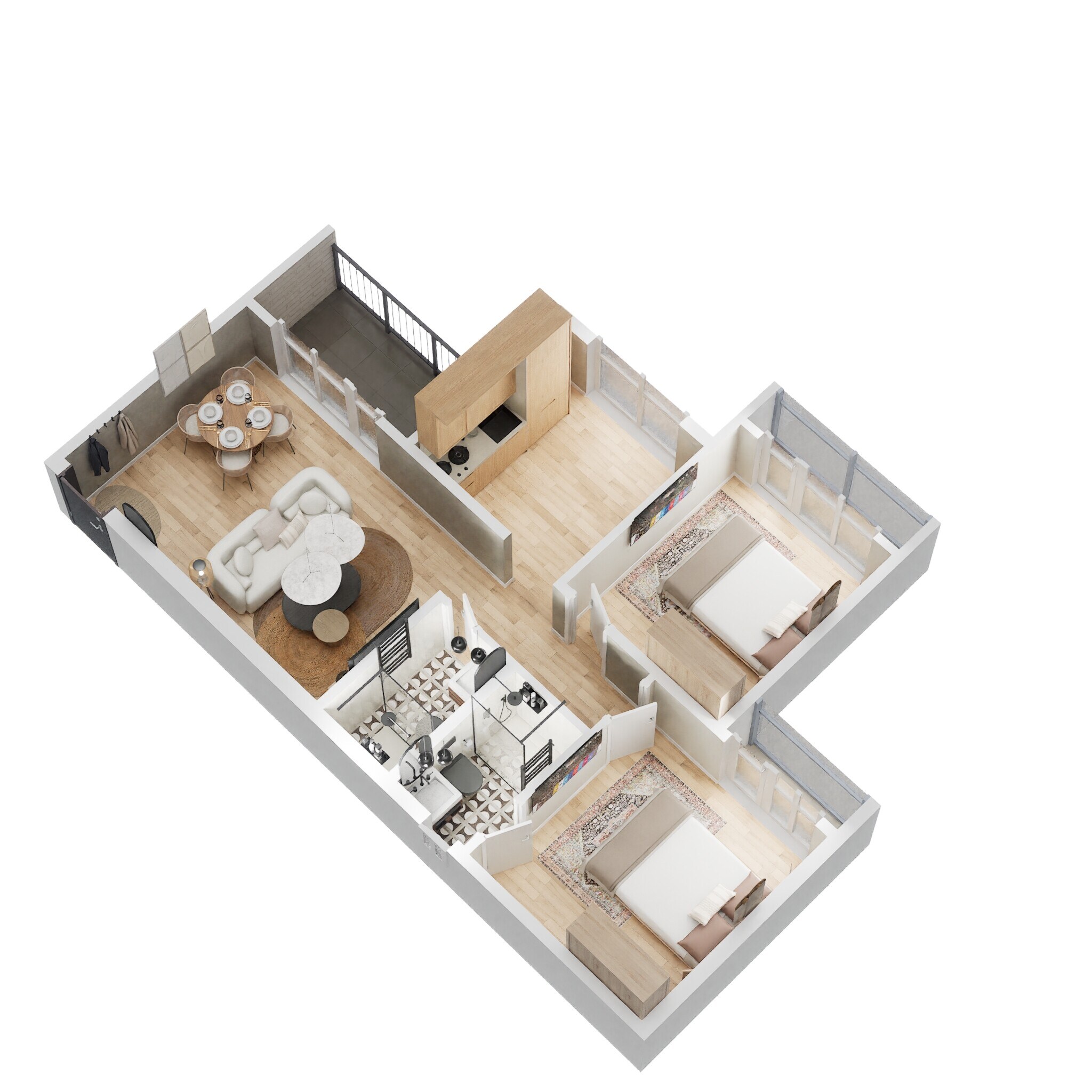 Floor plan of 2 BHK 598 Sq. Ft. Apartment in Gami Reagan, Navi Mumbai