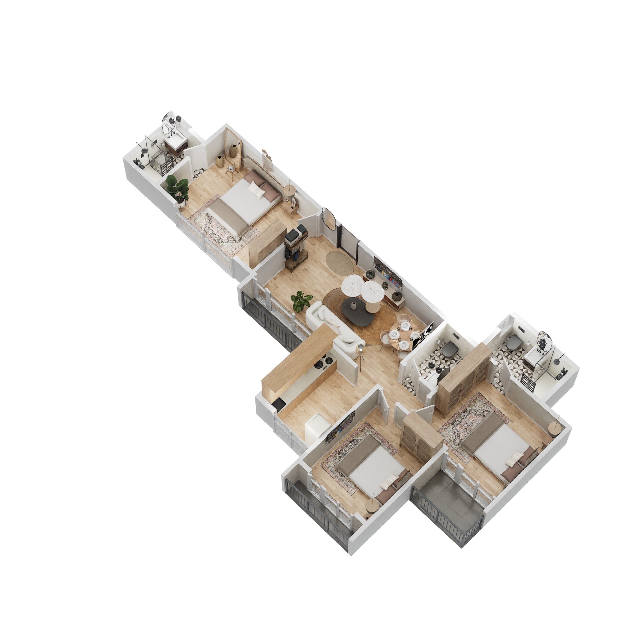 Floor plan of 3 BHK 613 Sq. Ft. Apartment in Gami Reagan, Navi Mumbai