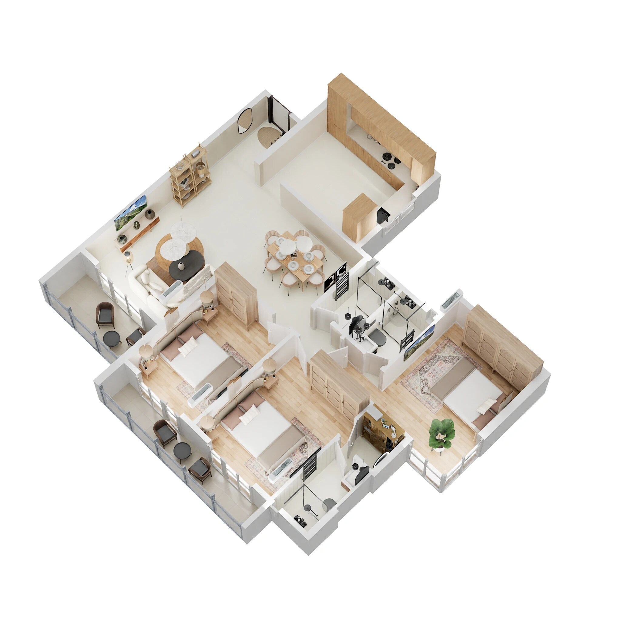 Floor plan of 3 BHK 1104 Sq. Ft. Apartment in Gami Satyam Palacio, Navi Mumbai