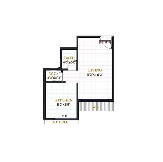 Floor plan of 300 Sq. Ft. Studio in Gami Teesta, Navi Mumbai