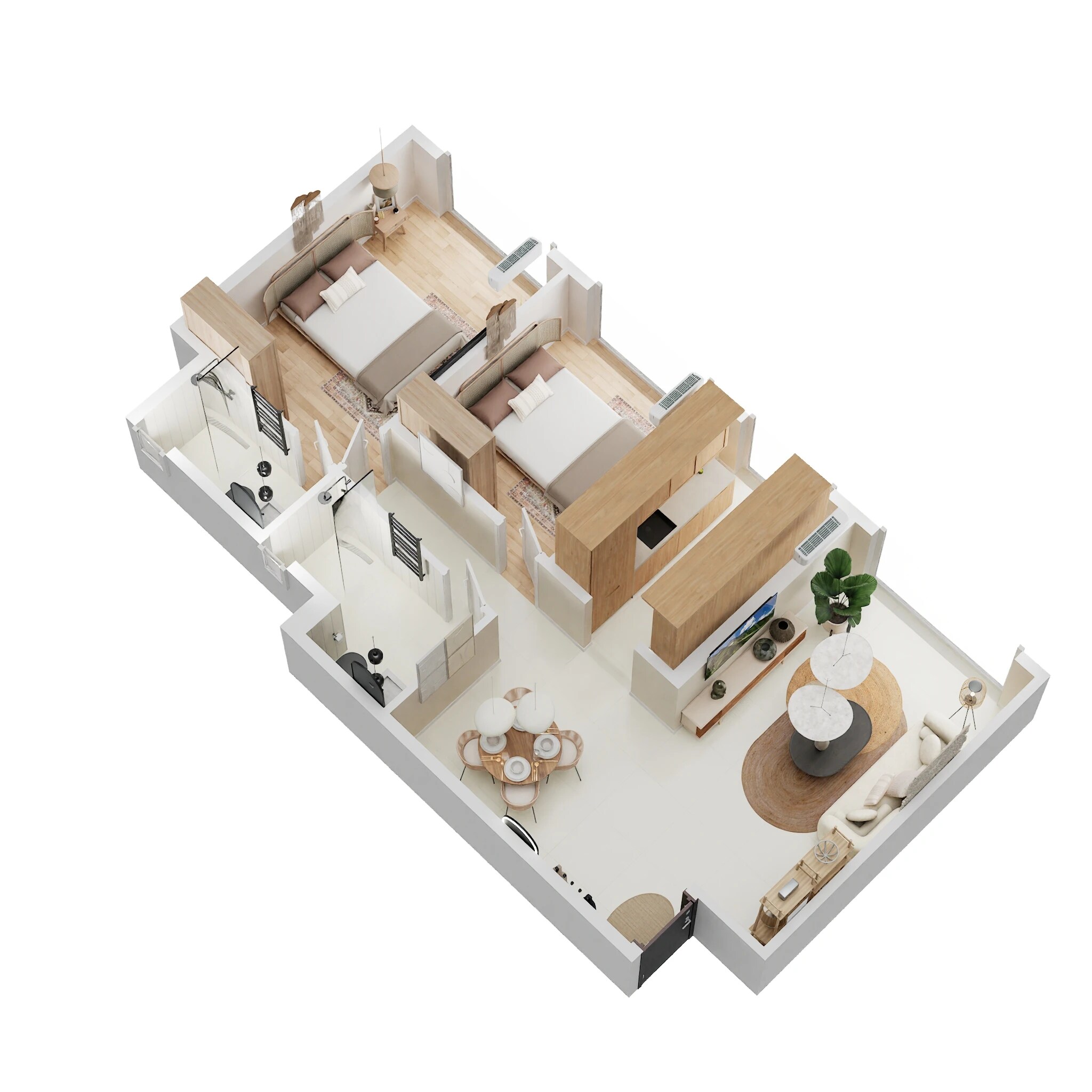 Floor plan of 2 BHK 645 Sq. Ft. Apartment in Gami Telon, Navi Mumbai