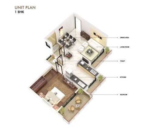 1 BHK 750 Sq. Ft. Apartment