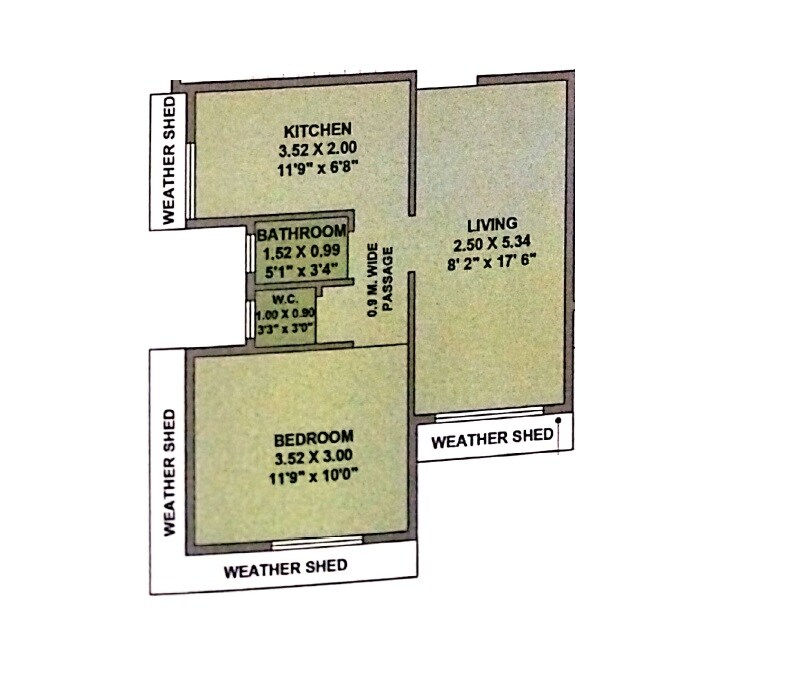 Floor plan of 1 BHK 396 Sq. Ft. Apartment in Gavand Plaza, Navi Mumbai