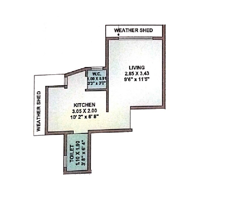 Floor plan of 237 Sq. Ft. Studio in Gavand Plaza, Navi Mumbai